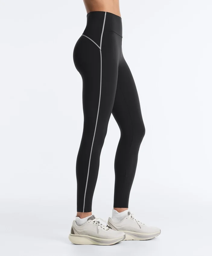 Reflektierende, hoch geschnittene, Compressive Core Control Leggings in Knöchellänge Reflektierende, hoch geschnittene, Compressive Core Control Leggings in Knöchellänge