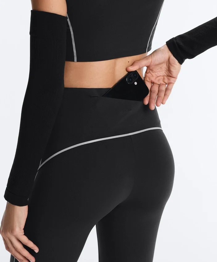 Reflektierende, hoch geschnittene, Compressive Core Control Leggings in Knöchellänge Reflektierende, hoch geschnittene, Compressive Core Control Leggings in Knöchellänge