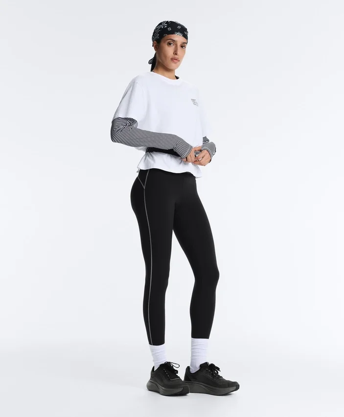 Reflektierende, hoch geschnittene, Compressive Core Control Leggings in Knöchellänge Reflektierende, hoch geschnittene, Compressive Core Control Leggings in Knöchellänge