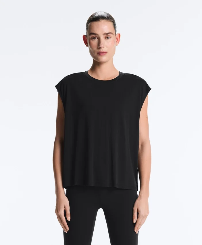 Ärmelloses T-Shirt aus Modal-Mischgewebe Ärmelloses T-Shirt aus Modal-Mischgewebe