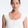 Ärmelloses T-Shirt aus Rippstrick mit Knöpfen aus Baumwolle und Modal