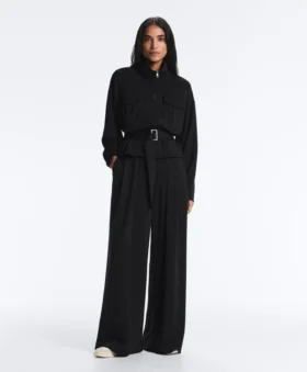 Soft Touch-Modal-Hose mit weitem Bein und Falten an der Taille