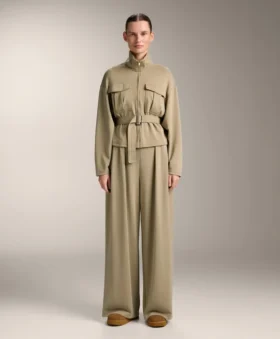 Soft Touch-Modal-Hose mit weitem Bein und Falten an der Taille