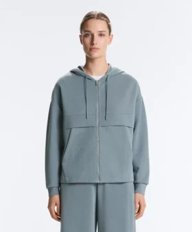 Soft Touch-Modal-Sweatshirt mit Reissverschluss und Rippstrick Soft Touch-Modal-Sweatshirt mit Reissverschluss und Rippstrick
