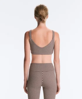 Sport-BH mit mittlerer Stützkraft im Gingham-Design