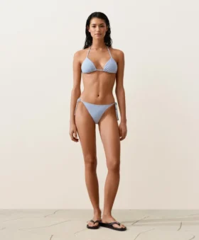 Strukturierter, gestreifter Bikini-Slip mit mittlerer Bedeckung und Bindebändern