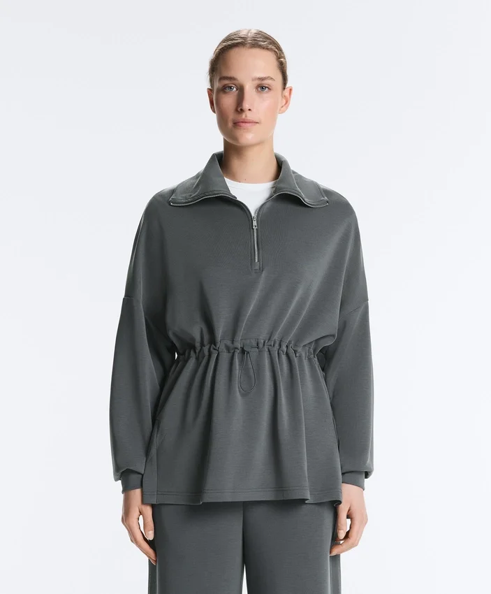 Sweatshirt mit halbem Reissverschluss aus Soft Touch-Modal Sweatshirt mit halbem Reissverschluss aus Soft Touch-Modal