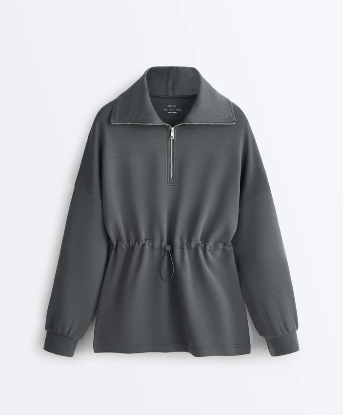 Sweatshirt mit halbem Reissverschluss aus Soft Touch-Modal Sweatshirt mit halbem Reissverschluss aus Soft Touch-Modal
