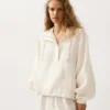 Sweatshirt mit halbem Reissverschluss, Fronttasche, aus einer Mischung aus Lyocell und 24 % Leinen Sweatshirt mit halbem Reissverschluss, Fronttasche, aus einer Mischung aus Lyocell und 24 % Leinen