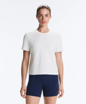 T-Shirt aus Baumwollmischung mit Streifen in Regular Fit