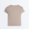Tailliertes T-Shirt mit kurzen Ärmeln aus Modal-Rippstrick-Shorts Tailliertes T-Shirt mit kurzen Ärmeln aus Modal-Rippstrick-Shorts