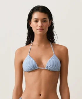 Triangel-Bikini mit strukturierten Streifen
