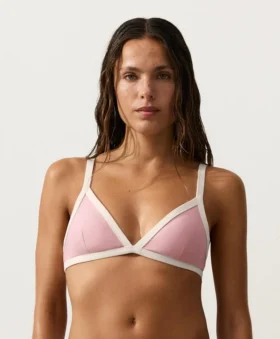 Triangel-Bikinioberteil mit Kontrastbesatz Triangel-Bikinioberteil mit Kontrastbesatz