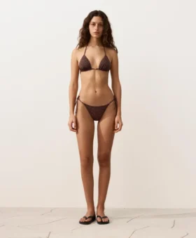 Bikinis-Slips mit mittlerer Bedeckung und Bindebändern im Leopardenmuster
