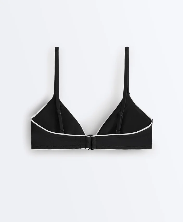 Triangel-Bikinioberteil mit Paspel und Bindebändern Triangel-Bikinioberteil mit Paspel und Bindebändern