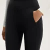 Warme, hoch geschnittene, knöchellange Leggings mit Taschen, 70 cm