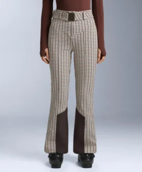 Wasserabweisende, bedruckte, hoch geschnittene Stretch-Skihose mit ausgestelltem Bein