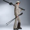 Wasserabweisende, bedruckte, hoch geschnittene Stretch-Skihose mit ausgestelltem Bein Wasserabweisende, bedruckte, hoch geschnittene Stretch-Skihose mit ausgestelltem Bein