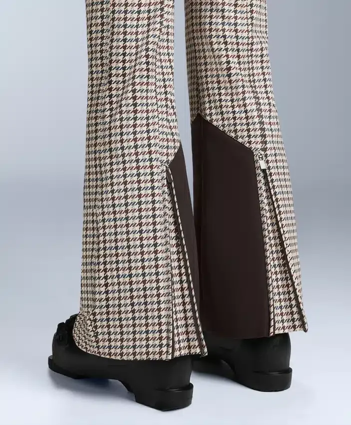 Wasserabweisende, bedruckte, hoch geschnittene Stretch-Skihose mit ausgestelltem Bein Wasserabweisende, bedruckte, hoch geschnittene Stretch-Skihose mit ausgestelltem Bein