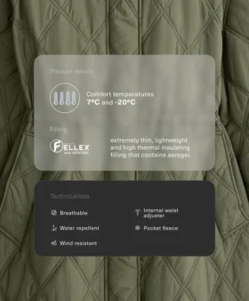 Wasserabweisende, mit Fellex® Aerogel gefütterte Jacke