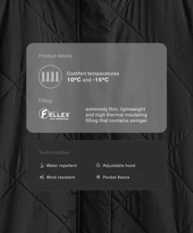 Wasserabweisende, mit Fellex® Aerogel gefütterte Jacke
