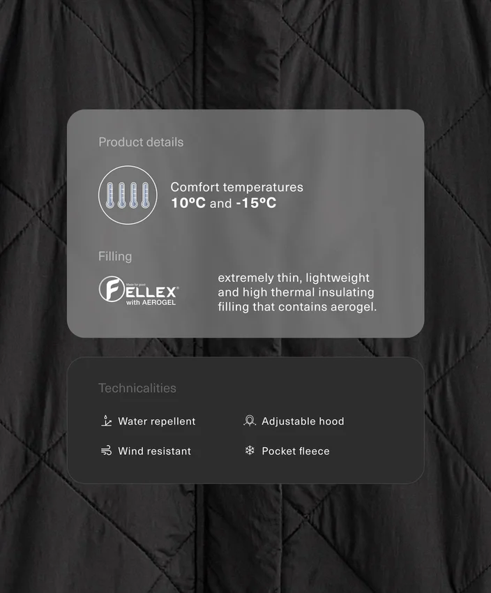 Wasserabweisende, mit Fellex® Aerogel gefütterte Jacke Wasserabweisende, mit Fellex® Aerogel gefütterte Jacke