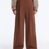 Weit geschnittene Hose mit hoher Taille aus Baumwollpiqué Weit geschnittene Hose mit hoher Taille aus Baumwollpiqué