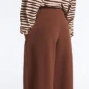 Weit geschnittene Hose mit hoher Taille aus Baumwollpiqué Weit geschnittene Hose mit hoher Taille aus Baumwollpiqué