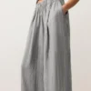 Weite, gestreifte Hose aus 100 % Leinen