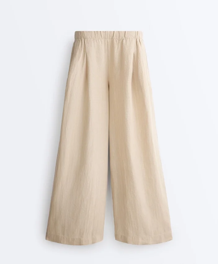 Weite, gestreifte Hose aus 100 % Leinen Weite, gestreifte Hose aus 100 % Leinen