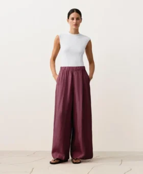 Weite Hose aus 100 % Leinen