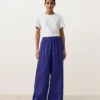 Weite Hose aus 100 % Leinen mit Seitenfalte Weite Hose aus 100 % Leinen mit Seitenfalte