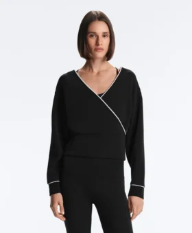 Wickel-Sweatshirt mit Kontrastpaspel und Modal