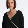 Wickel-Sweatshirt mit Kontrastpaspel und Modal Wickel-Sweatshirt mit Kontrastpaspel und Modal