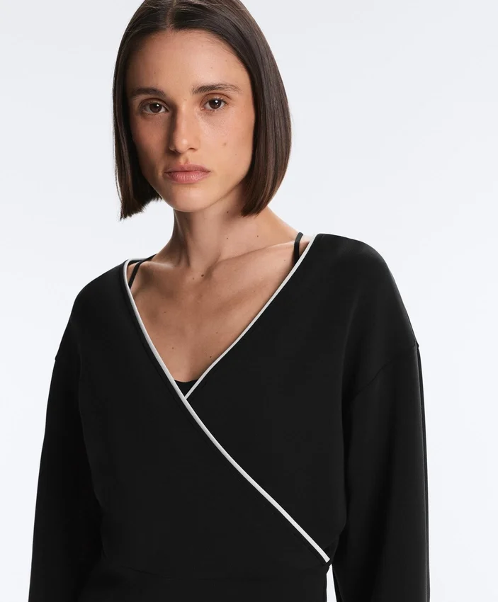 Wickel-Sweatshirt mit Kontrastpaspel und Modal Wickel-Sweatshirt mit Kontrastpaspel und Modal