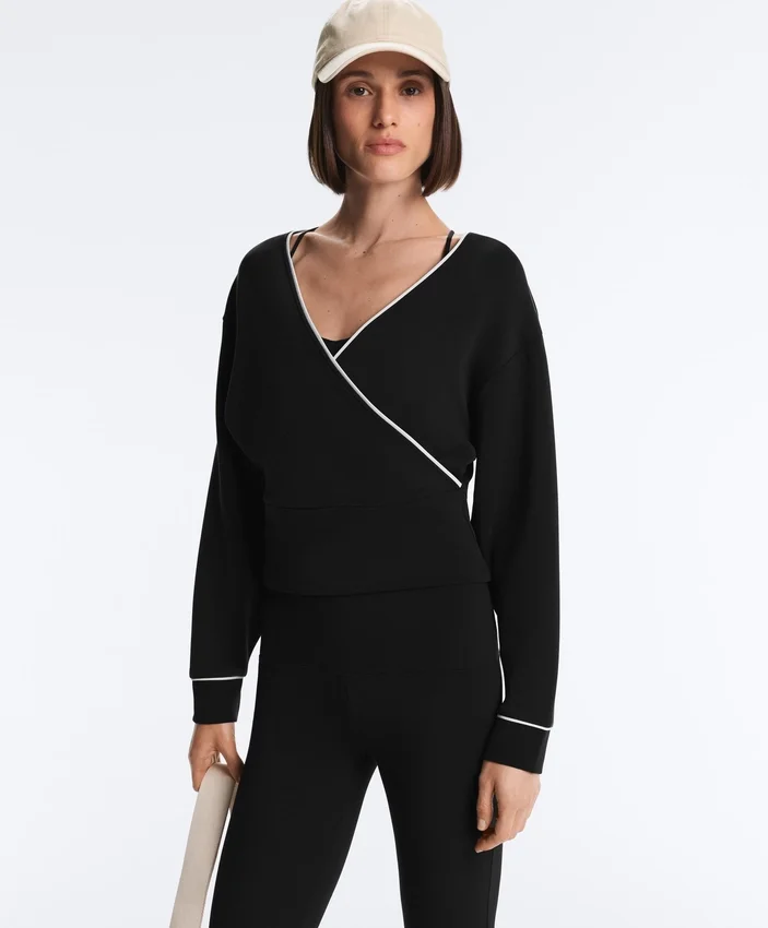Wickel-Sweatshirt mit Kontrastpaspel und Modal Wickel-Sweatshirt mit Kontrastpaspel und Modal