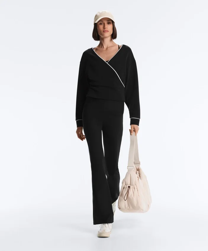 Wickel-Sweatshirt mit Kontrastpaspel und Modal Wickel-Sweatshirt mit Kontrastpaspel und Modal
