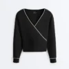 Wickel-Sweatshirt mit Kontrastpaspel und Modal Wickel-Sweatshirt mit Kontrastpaspel und Modal