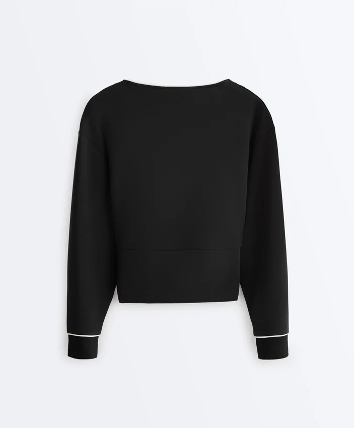 Wickel-Sweatshirt mit Kontrastpaspel und Modal Wickel-Sweatshirt mit Kontrastpaspel und Modal