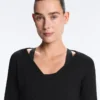 Wickel-T-Shirt aus Baumwollmischgewebe mit Rippstrick